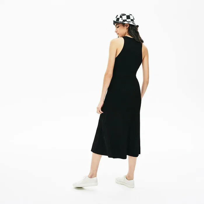 LIVE RibbedKnit Long Tank Dress Black Womens Lacoste Dresses and Skirts For Sale Online