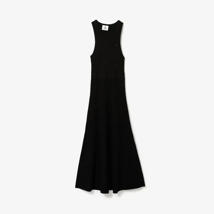 LIVE RibbedKnit Long Tank Dress Black Womens Lacoste Dresses and Skirts For Sale Online