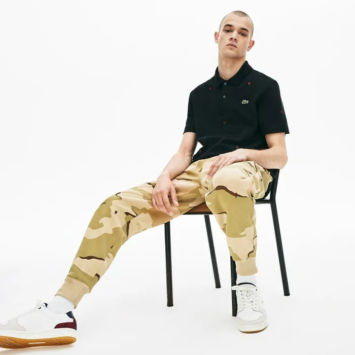 Live Rose Embroidered Camo Sweatpant BeigeWhite Mens Lacoste Pants and Shorts Gift for Friend