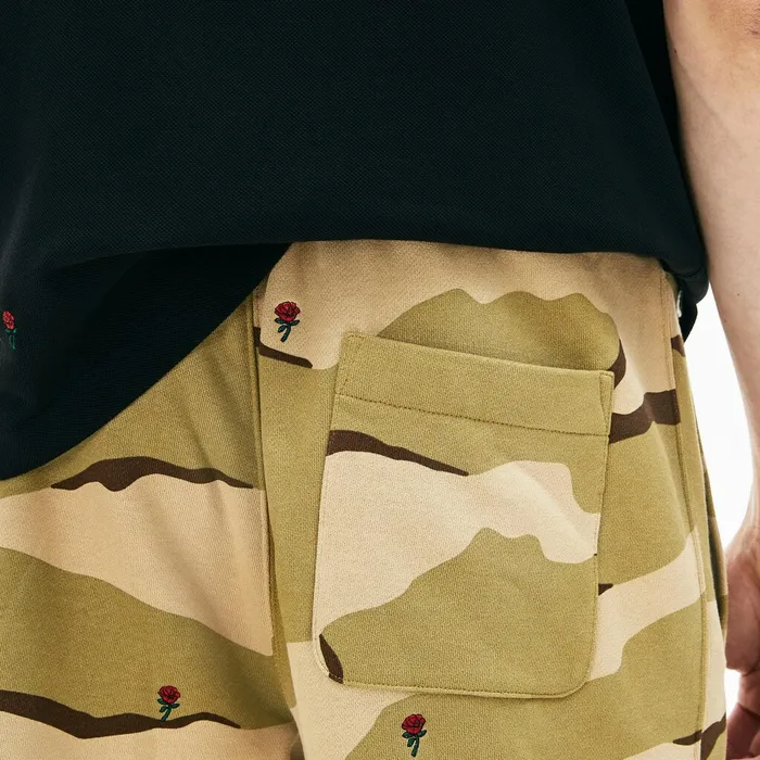 Live Rose Embroidered Camo Sweatpant BeigeWhite Mens Lacoste Pants and Shorts Gift for Friend