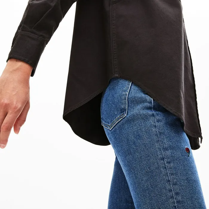 LIVE RoseEmbroidered Cotton Shirt Dark Grey Womens Lacoste Shirts and Tops Shop Online