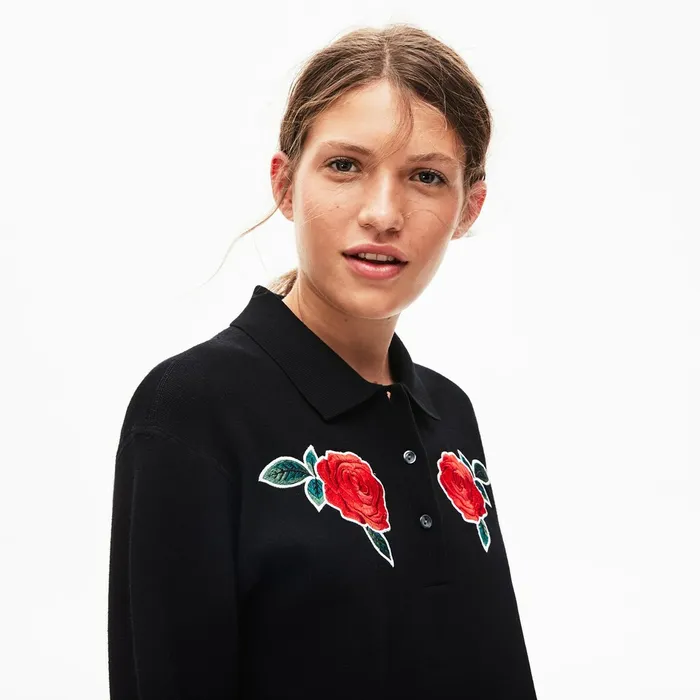 LIVE RoseEmbroidered Cropped Sweater Black Womens Lacoste Sweaters and Sweatshirts Popular LIVE RoseEmbroidered Cropped Sweater Black Womens Lacoste Sweaters and Sweatshirts Popular