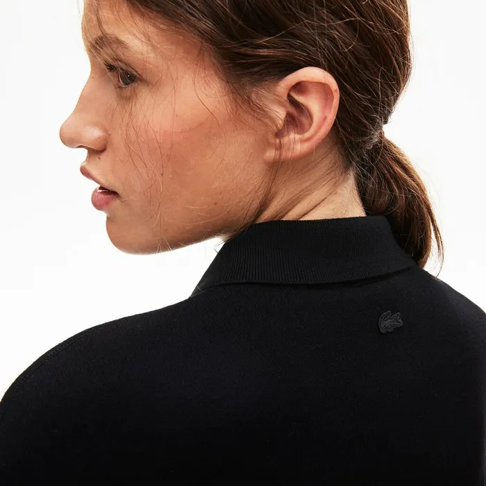 LIVE RoseEmbroidered Cropped Sweater Black Womens Lacoste Sweaters and Sweatshirts Popular