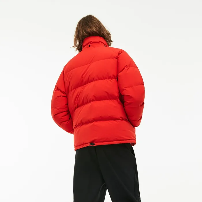 LIVE Short WaterResistant Taffeta Quilted Jacket Red Mens Lacoste Jackets and Coats Outlet