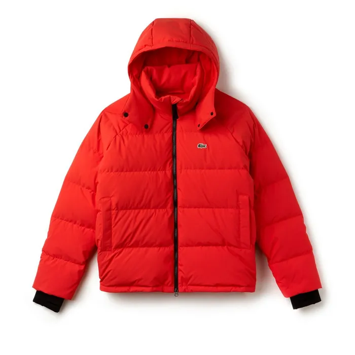 LIVE Short WaterResistant Taffeta Quilted Jacket Red Mens Lacoste Jackets and Coats Outlet