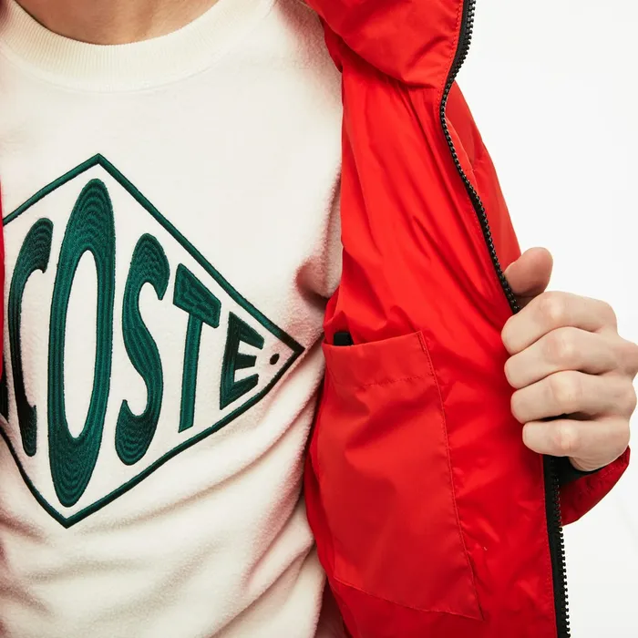 LIVE Short WaterResistant Taffeta Quilted Jacket Red Mens Lacoste Jackets and Coats Outlet