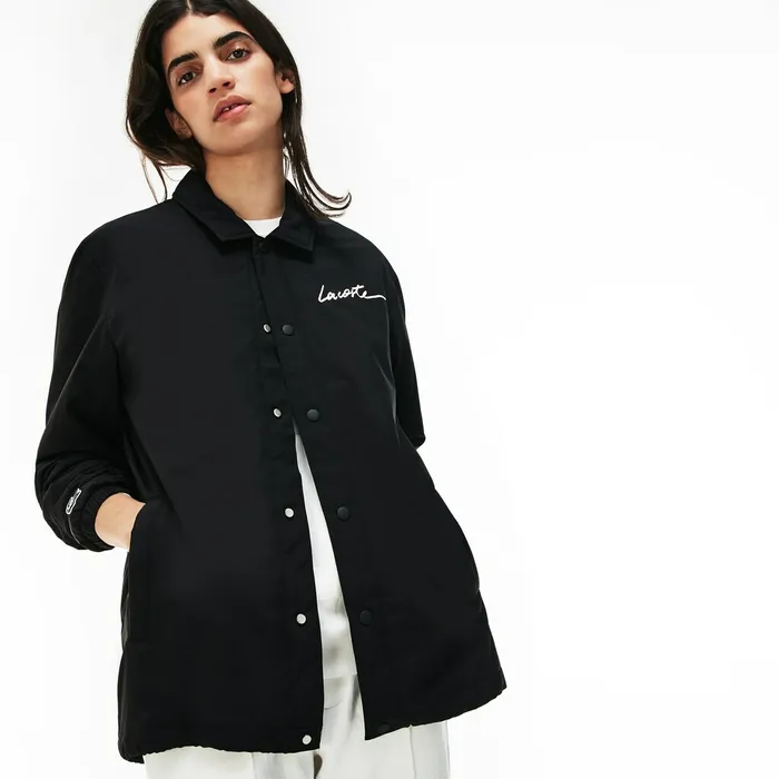 LIVE Signature Taffeta Jacket Black Mens Lacoste Jackets and Coats Online Store