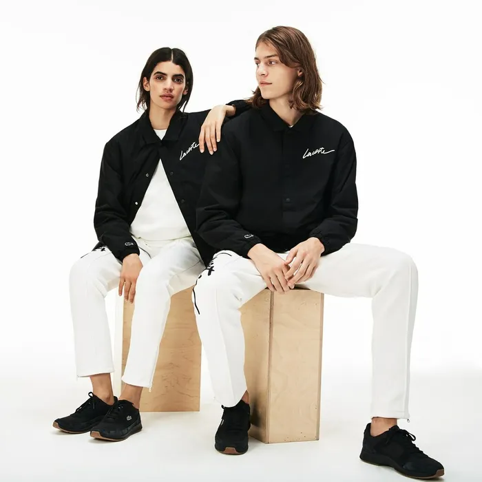 LIVE Signature Taffeta Jacket Black Mens Lacoste Jackets and Coats Online Store