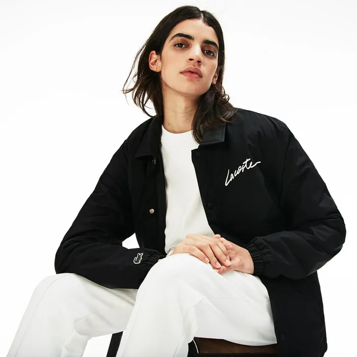 LIVE Signature Taffeta Jacket Black Mens Lacoste Jackets and Coats Online Store