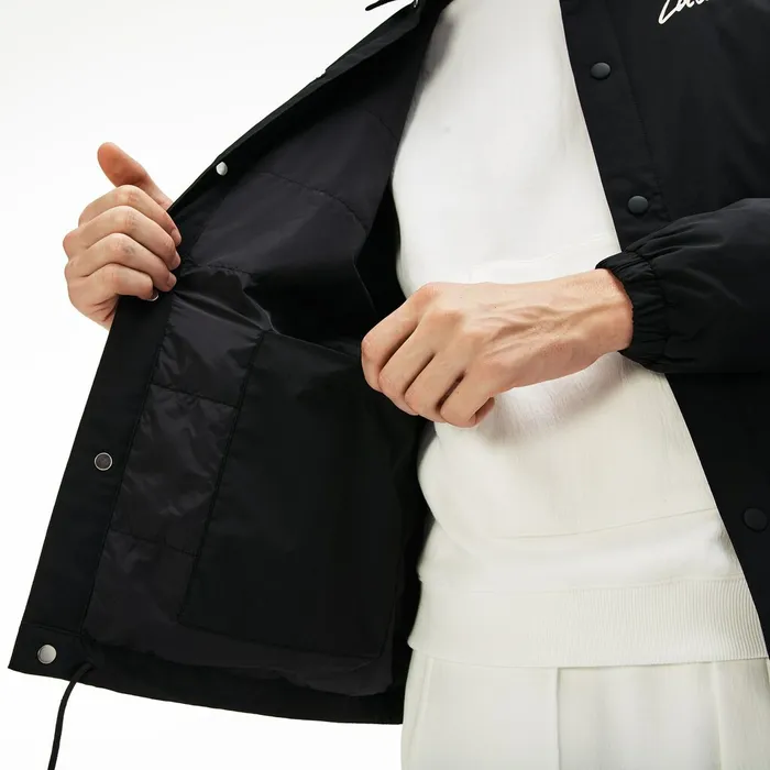 LIVE Signature Taffeta Jacket Black Mens Lacoste Jackets and Coats Online Store