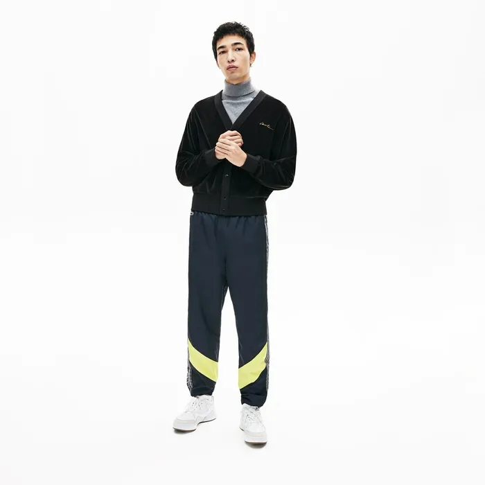 LIVE Signature Velour Cardigan Black Mens Lacoste Sweatshirts For Sale Online