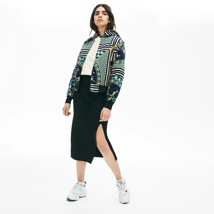 LIVE SlitFront Knit Skirt Black Womens Lacoste Dresses and Skirts Gift 4 You