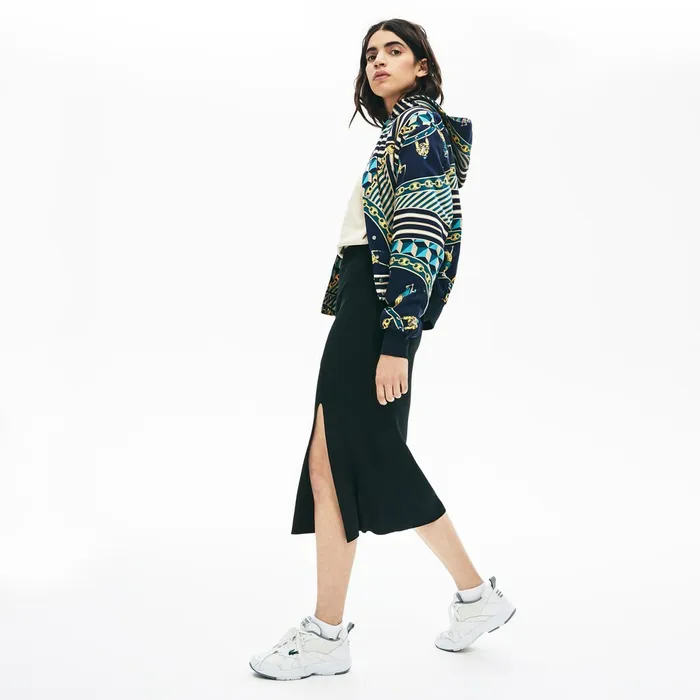 LIVE SlitFront Knit Skirt Black Womens Lacoste Dresses and Skirts Gift 4 You