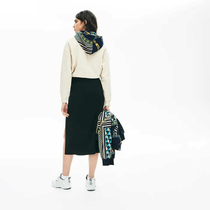 LIVE SlitFront Knit Skirt Black Womens Lacoste Dresses and Skirts Gift 4 You