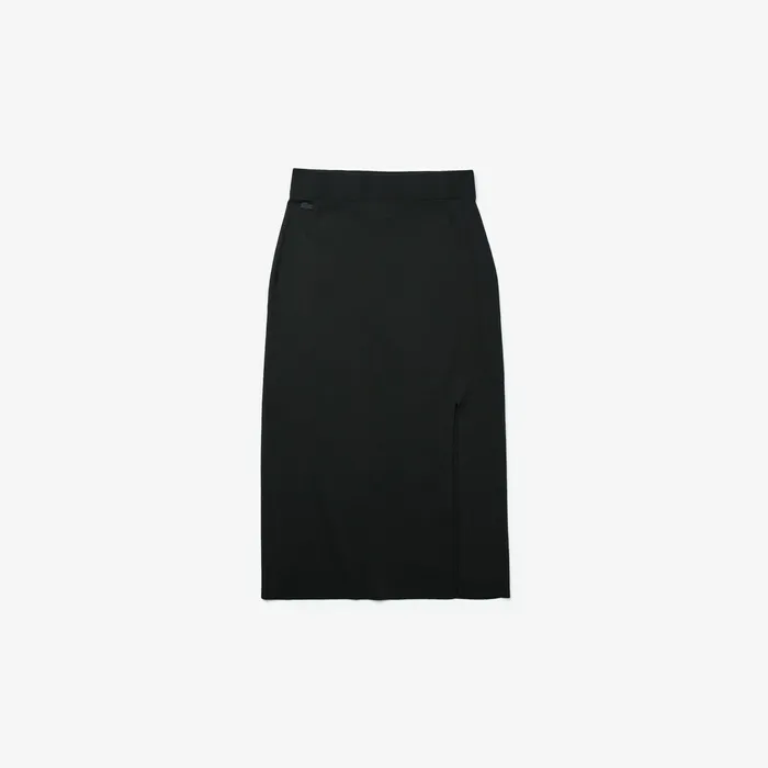 LIVE SlitFront Knit Skirt Black Womens Lacoste Dresses and Skirts Gift 4 You