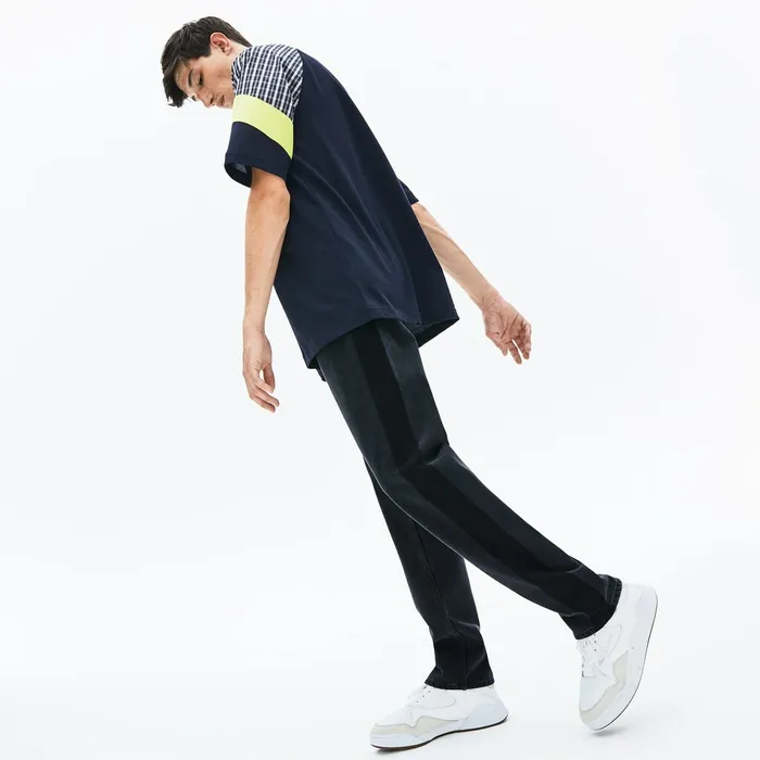 LIVE Straight Cut 5Pocket Cotton Jeans Black Mens Lacoste Pants and Shorts Casaul