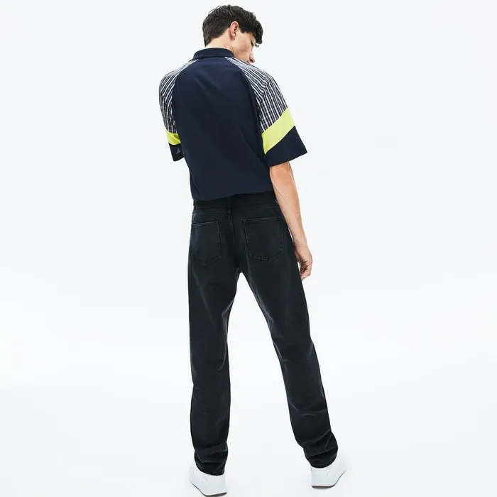 LIVE Straight Cut 5Pocket Cotton Jeans Black Mens Lacoste Pants and Shorts Casaul