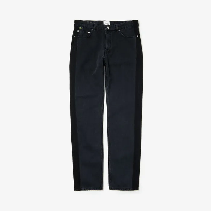 LIVE Straight Cut 5Pocket Cotton Jeans Black Mens Lacoste Pants and Shorts Casaul