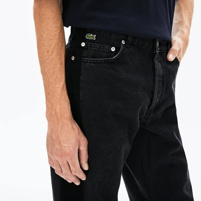 LIVE Straight Cut 5Pocket Cotton Jeans Black Mens Lacoste Pants and Shorts Casaul
