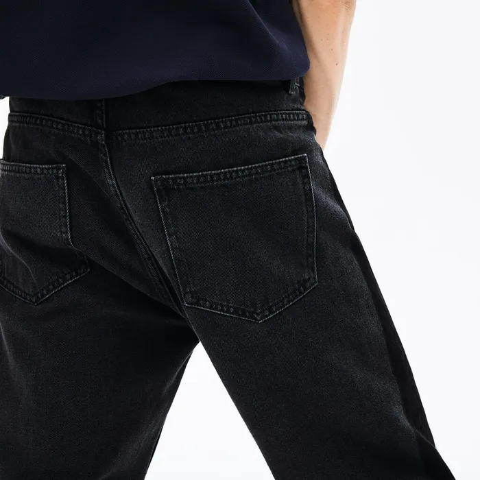 LIVE Straight Cut 5Pocket Cotton Jeans Black Mens Lacoste Pants and Shorts Casaul