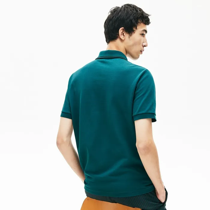 LIVE StripedCollar Cotton Piqu Polo Shirt GreenBlack Mens Lacoste Polos On Sale
