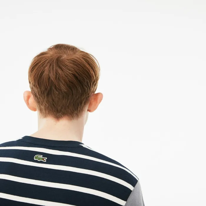 LIVE Striped Cotton Jersey Tshirt BlueWhiteDark Grey Mens Lacoste TShirts Cheap On Sale