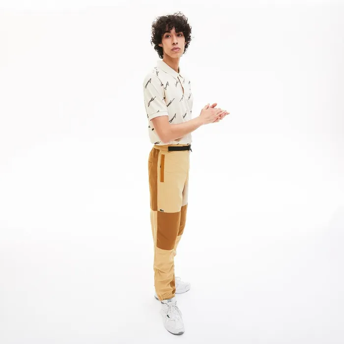 LIVE TwoTone Track Pants BeigeBrown Mens Lacoste Pants and Shorts Store