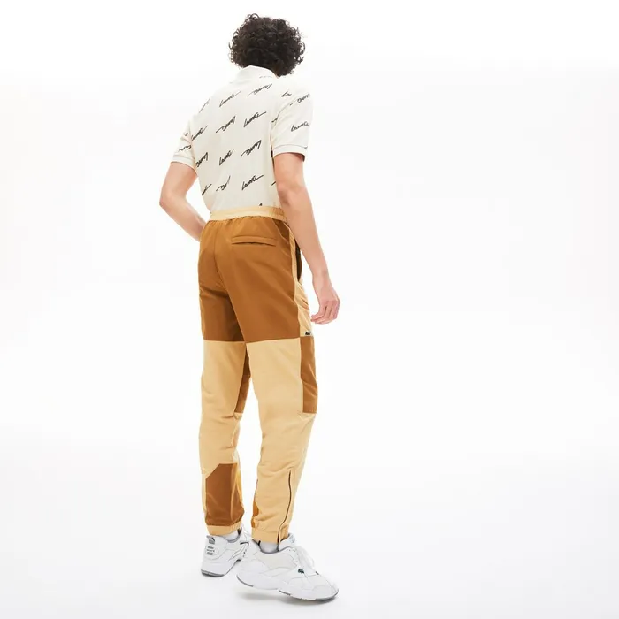 LIVE TwoTone Track Pants BeigeBrown Mens Lacoste Pants and Shorts Store