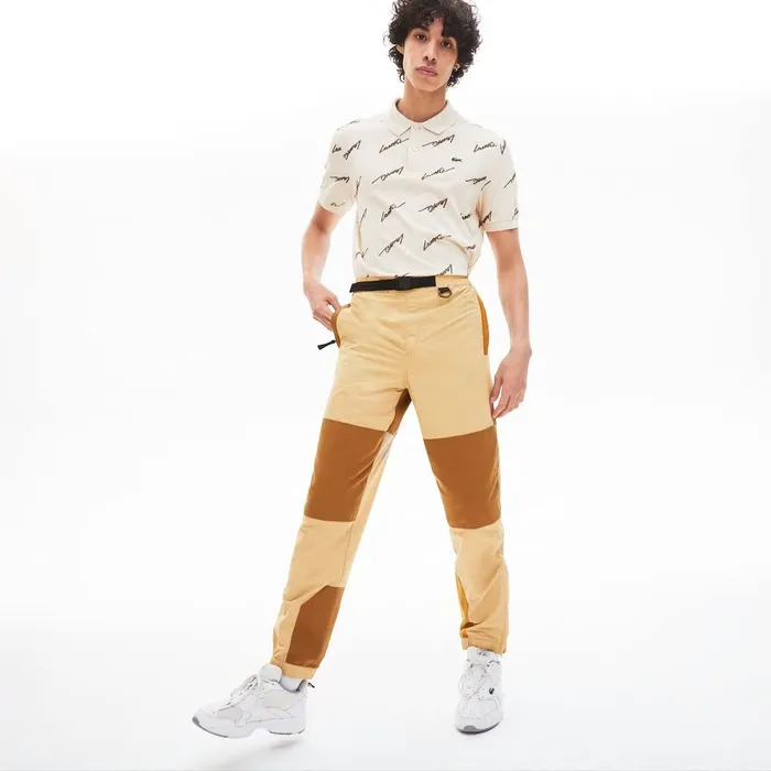 LIVE TwoTone Track Pants BeigeBrown Mens Lacoste Pants and Shorts Store
