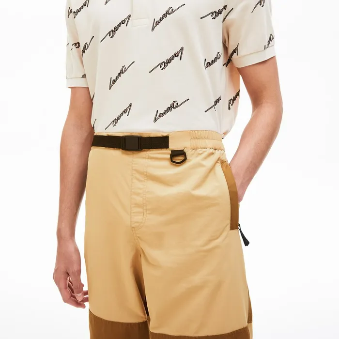 LIVE TwoTone Track Pants BeigeBrown Mens Lacoste Pants and Shorts Store