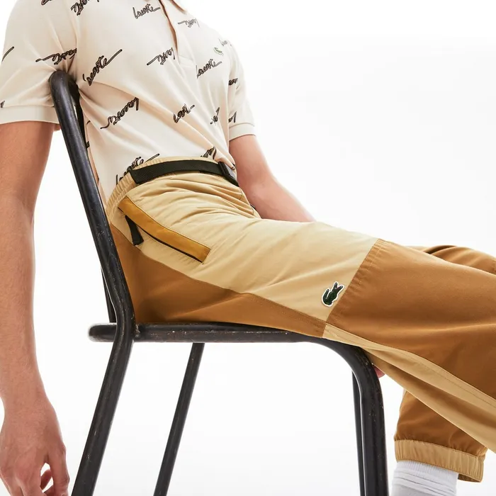 LIVE TwoTone Track Pants BeigeBrown Mens Lacoste Pants and Shorts Store