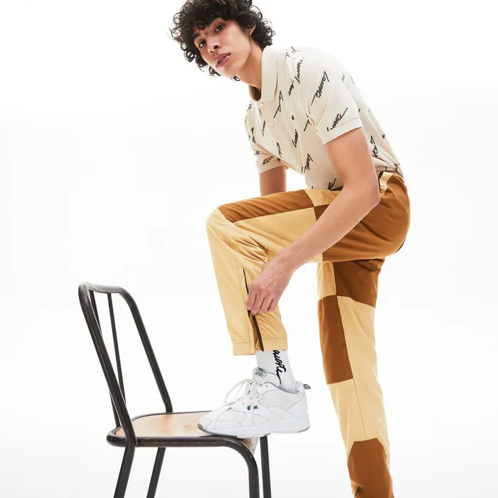 LIVE TwoTone Track Pants BeigeBrown Mens Lacoste Tracksuits Near Me