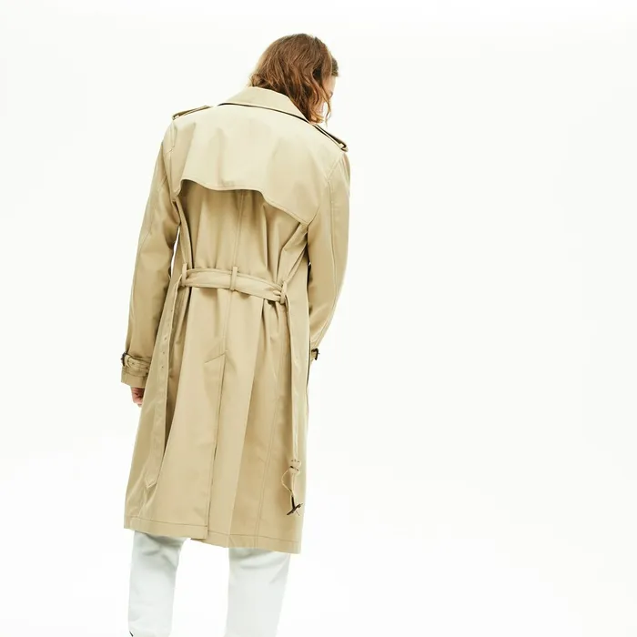 Long Belted Cotton Trench Coat Beige Mens Lacoste Jackets and Coats Online Store