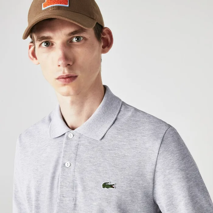 LongSleeve Classic Fit Polo Shirt Grey Chine Mens Lacoste Polos Gift 4 You