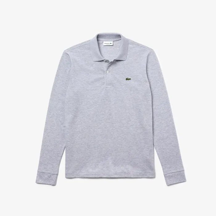 LongSleeve Classic Fit Polo Shirt Grey Chine Mens Lacoste Polos Gift 4 You