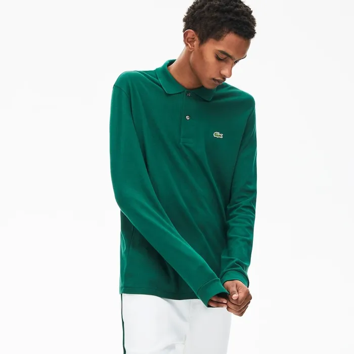 LongSleeve L1212 Polo Shirt Green Mens Lacoste Polos Store
