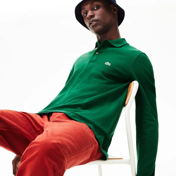 LongSleeve L1212 Polo Shirt Green Mens Lacoste Polos Store