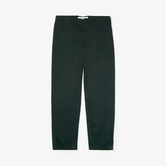 Loose Fit Textured Stretch Cotton Chinos Green Mens Lacoste Pants and Shorts Casaul