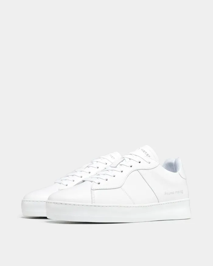 Low Plain Court All White WomenMen Filling Pieces Sneakers