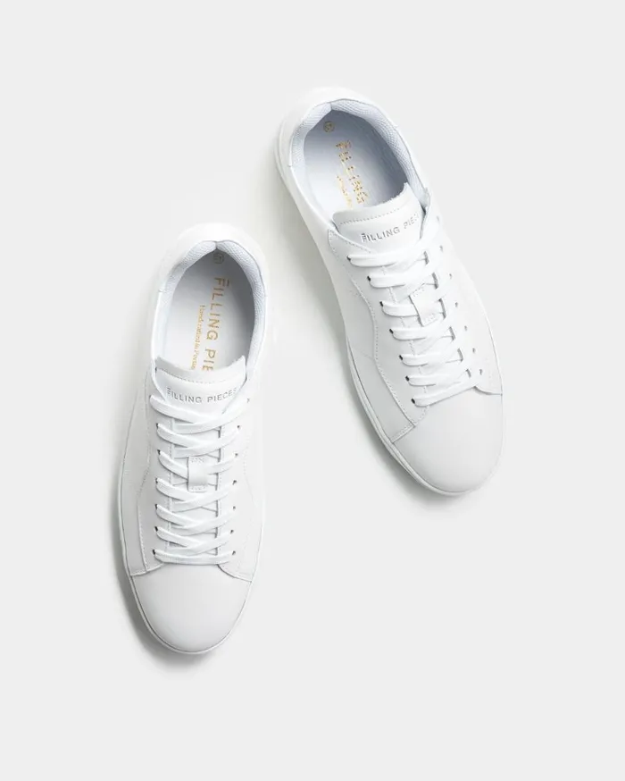 Low Plain Court All White WomenMen Filling Pieces Sneakers