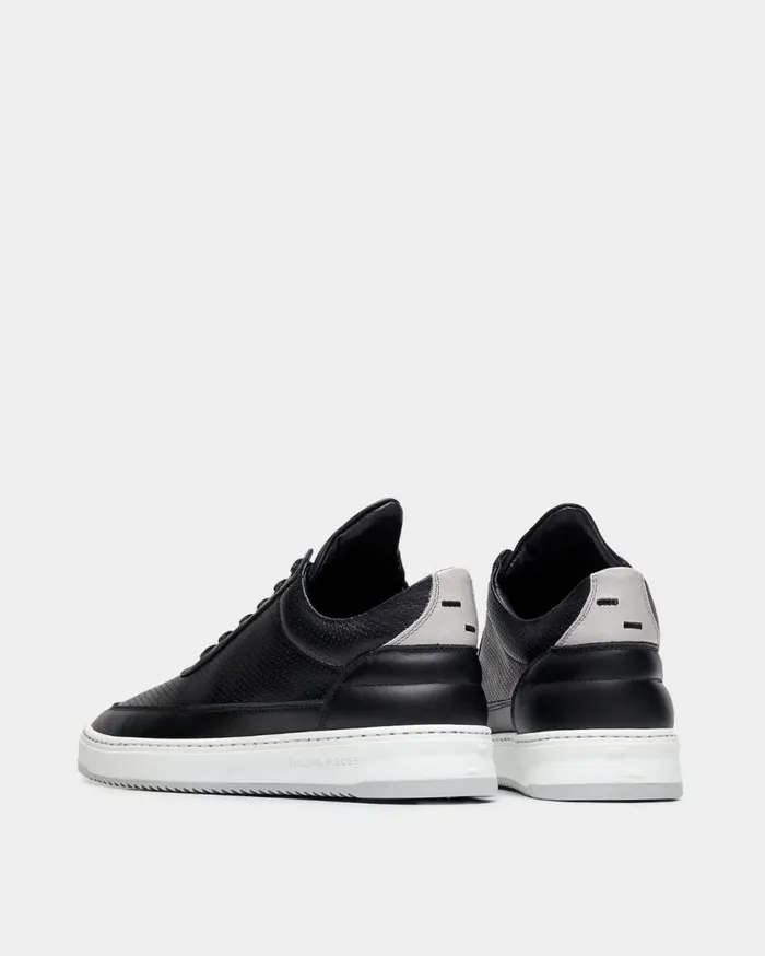 Low Top Bianco Perforated Black WomenMen Filling Pieces Sneakers