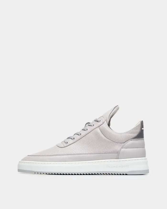 Low Top Bianco Perforated Grey WomenMen Filling Pieces Sneakers