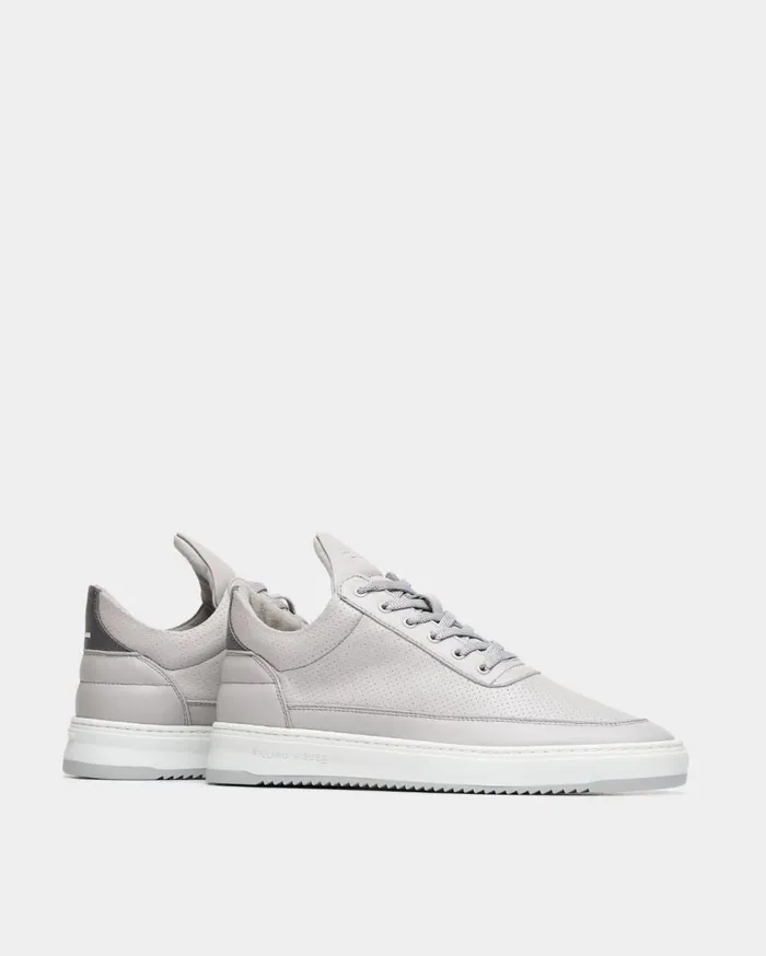 Low Top Bianco Perforated Grey WomenMen Filling Pieces Sneakers