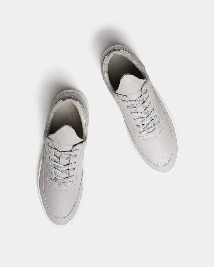Low Top Bianco Perforated Grey WomenMen Filling Pieces Sneakers