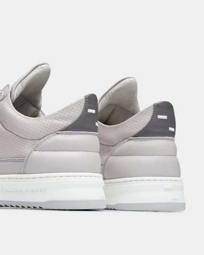 Low Top Bianco Perforated Grey WomenMen Filling Pieces Sneakers