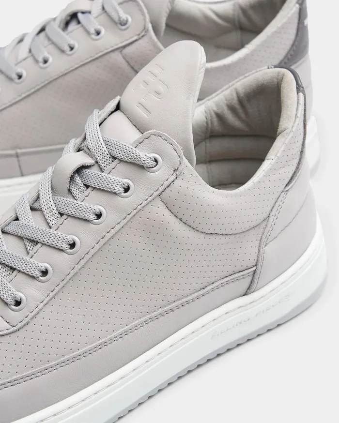 Low Top Bianco Perforated Grey WomenMen Filling Pieces Sneakers