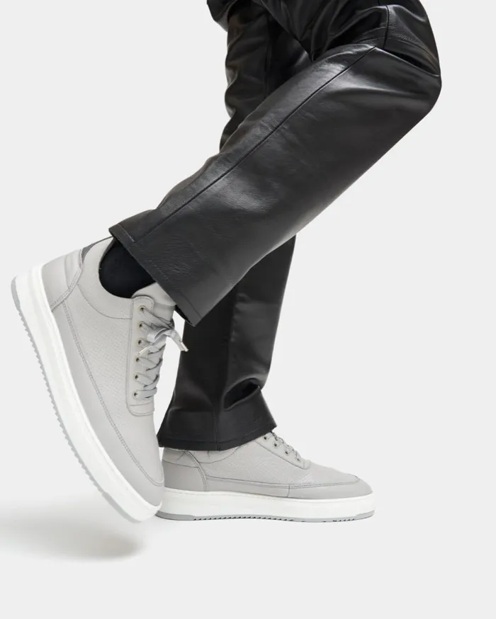 Low Top Bianco Perforated Grey WomenMen Filling Pieces Sneakers