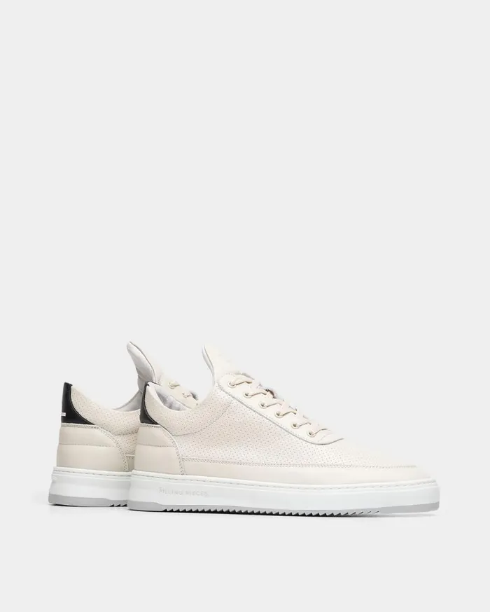 Low Top Bianco Perforated Off White MenWomen Filling Pieces Sneakers