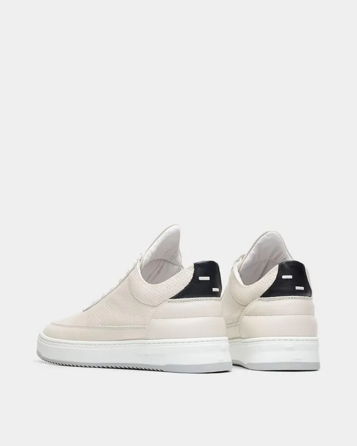 Low Top Bianco Perforated Off White MenWomen Filling Pieces Sneakers