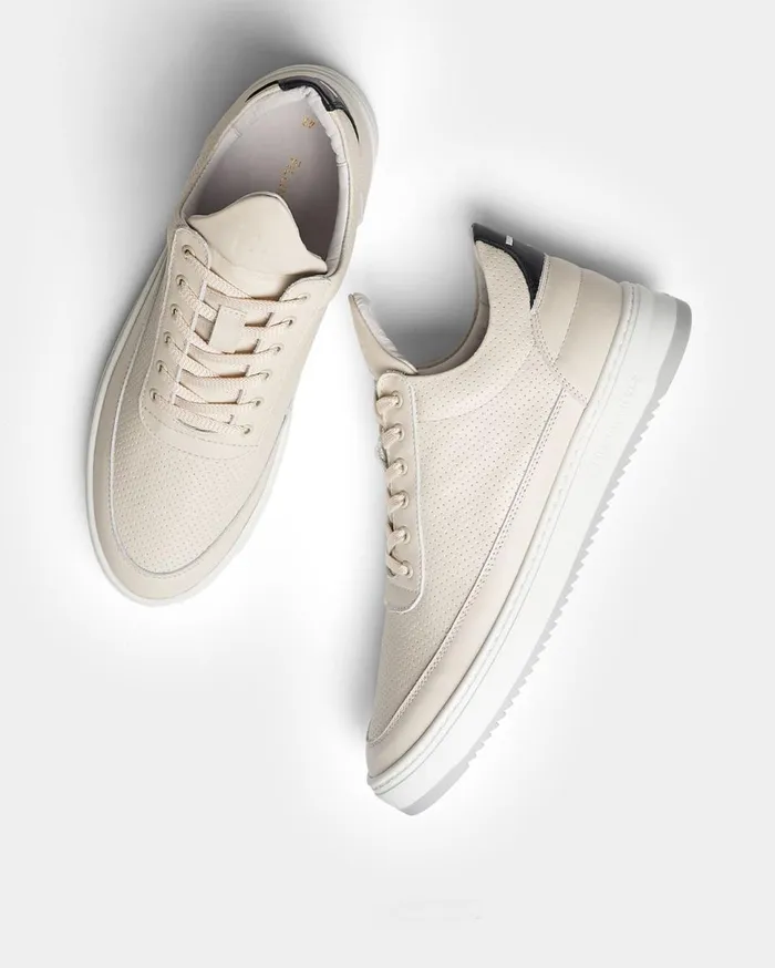 Low Top Bianco Perforated Off White MenWomen Filling Pieces Sneakers